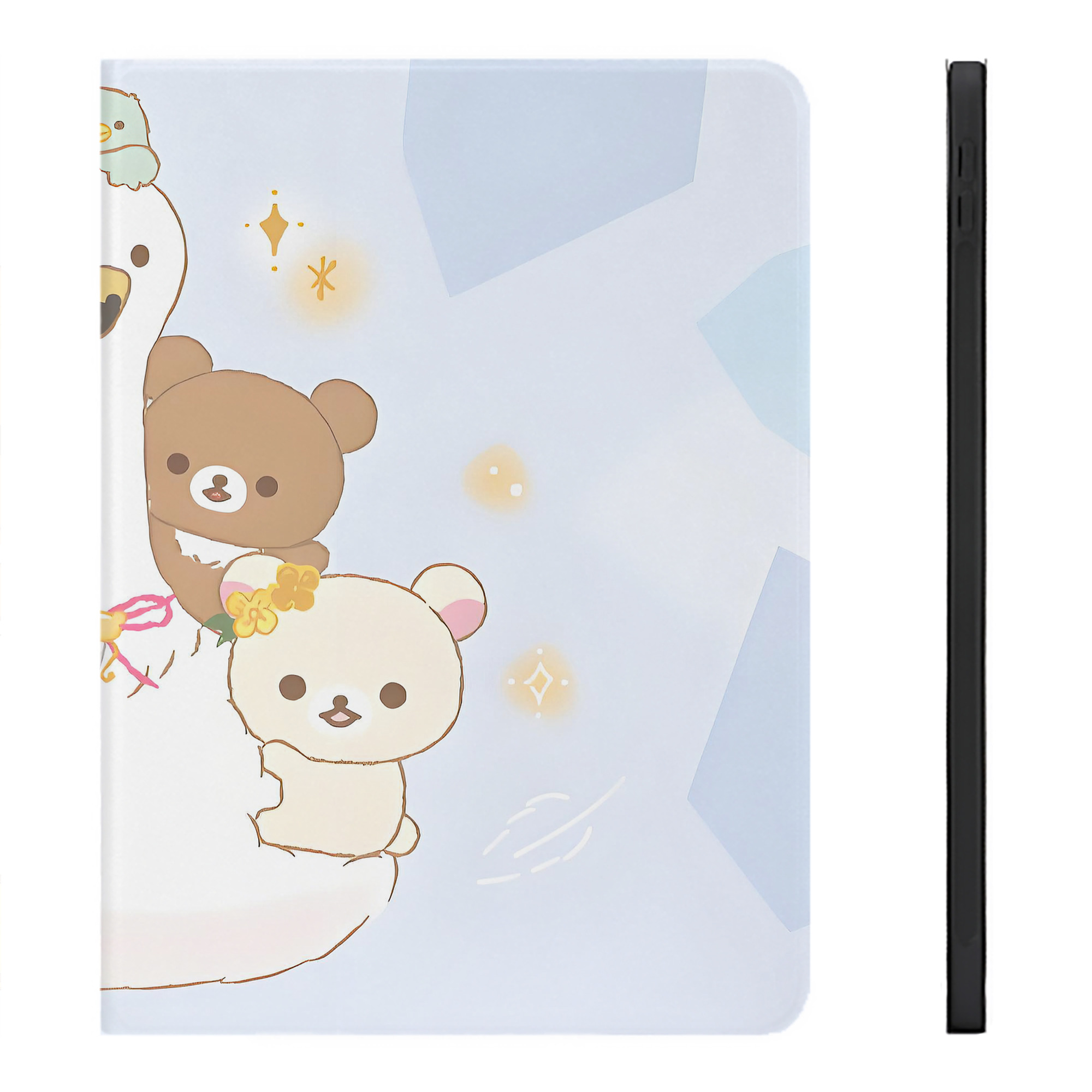 （画像用） リラックマ リラックマ キイロイトリ Rilakkuma Korilakkuma Kiiroitori IPadケース ペンホルダー付き ブックスタイルデザイン